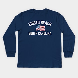 Edisto Beach South Carolina SC USA Flag Patriotic Kids Long Sleeve T-Shirt